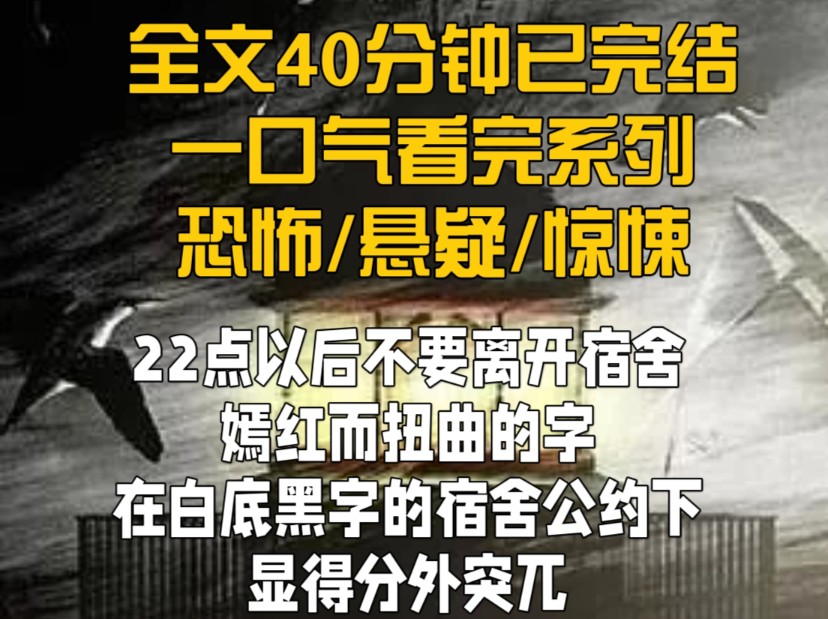 【全文已完结】22点以后不要离开宿舍 嫣红而扭曲的字 在白底黑字的宿舍公约下 显得分外突兀哔哩哔哩bilibili