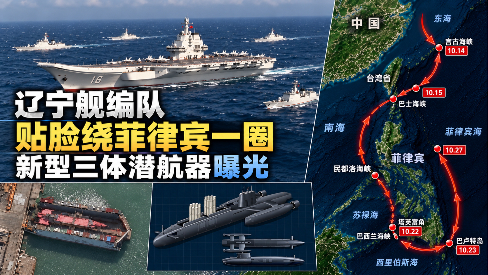 【10月29日】环绕菲律宾一周，西太舰达到19艘；新型三体无人潜航武库艇；西班牙高铁相撞超68亡183伤，看清怎么回事；小博索纳罗飞抵迈阿密，多人打伞相护