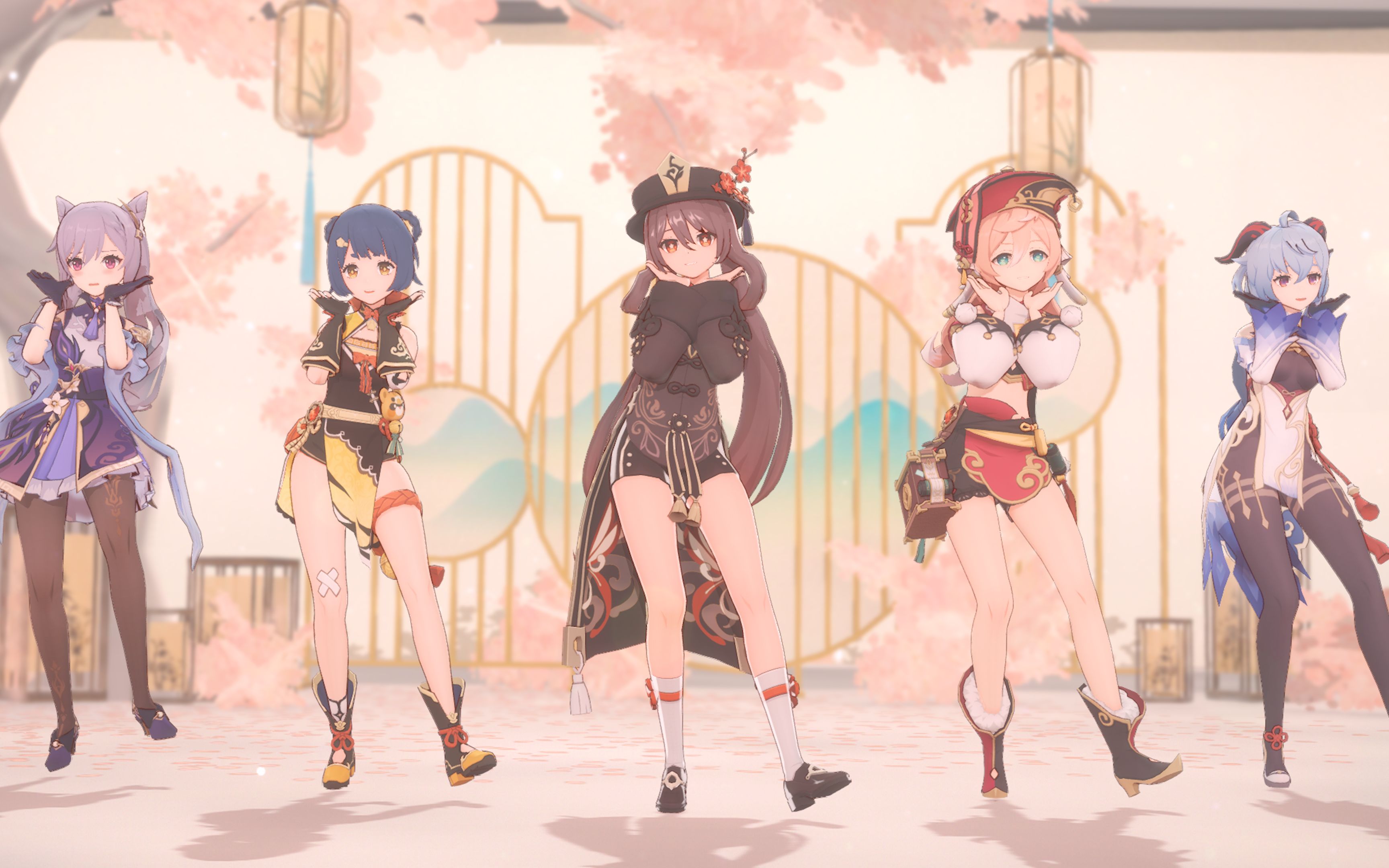 【4k / 原神mmd】花月成双 / 胡桃 甘雨 烟绯 刻晴 香菱_哔哩哔哩