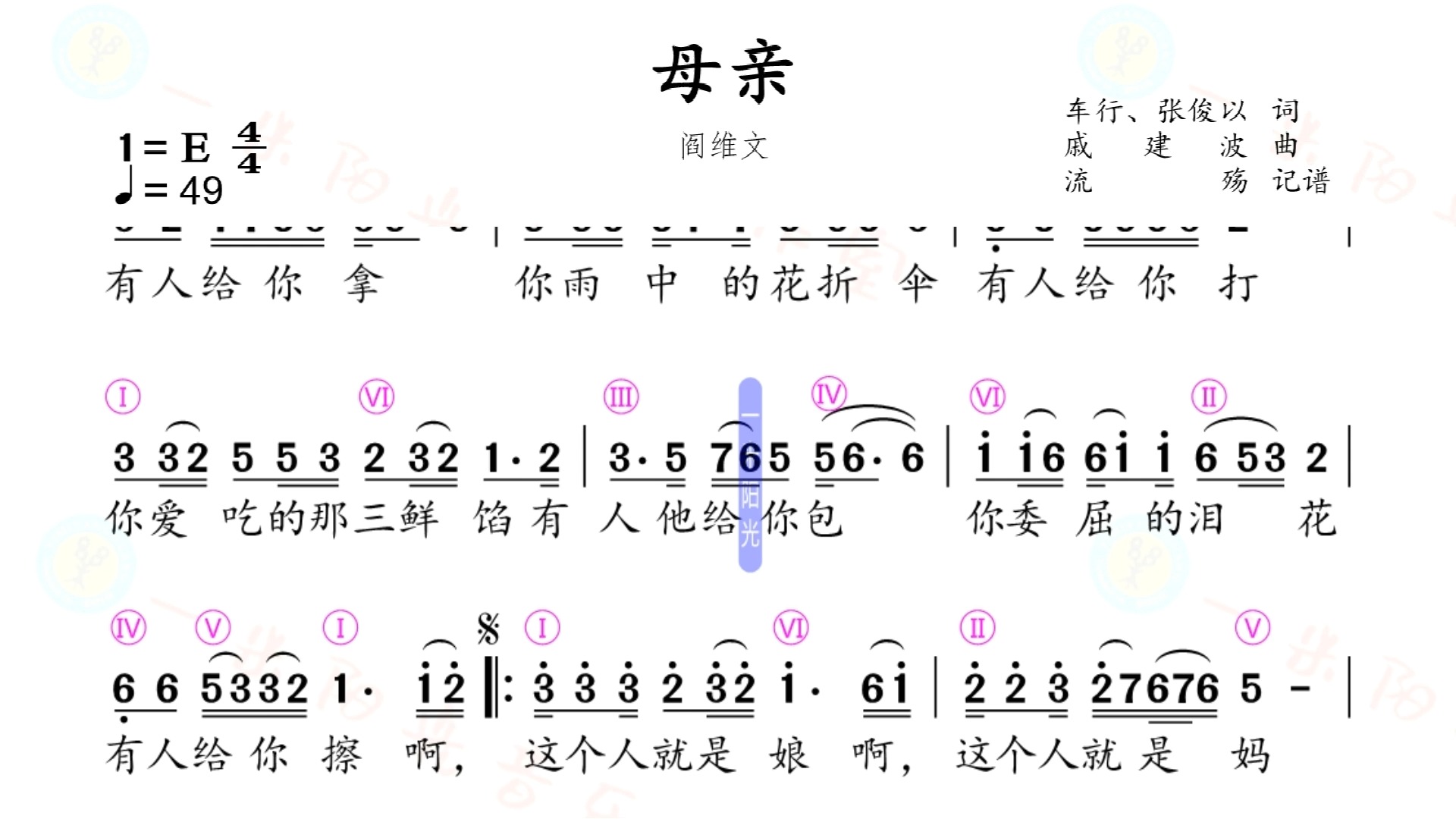 母亲——(有旋律)动态简谱哔哩哔哩bilibili