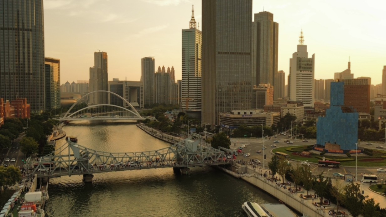 航拍视角的天津津湾广场是什么样的呢