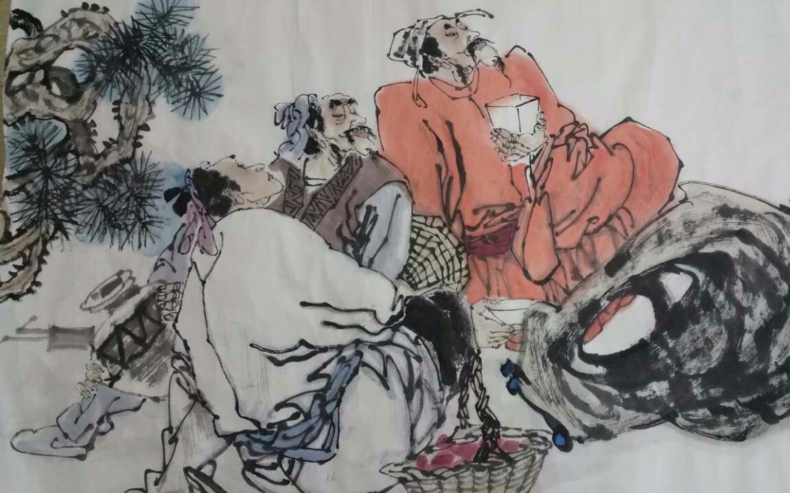 刘志伟写意画八仙醉酒图