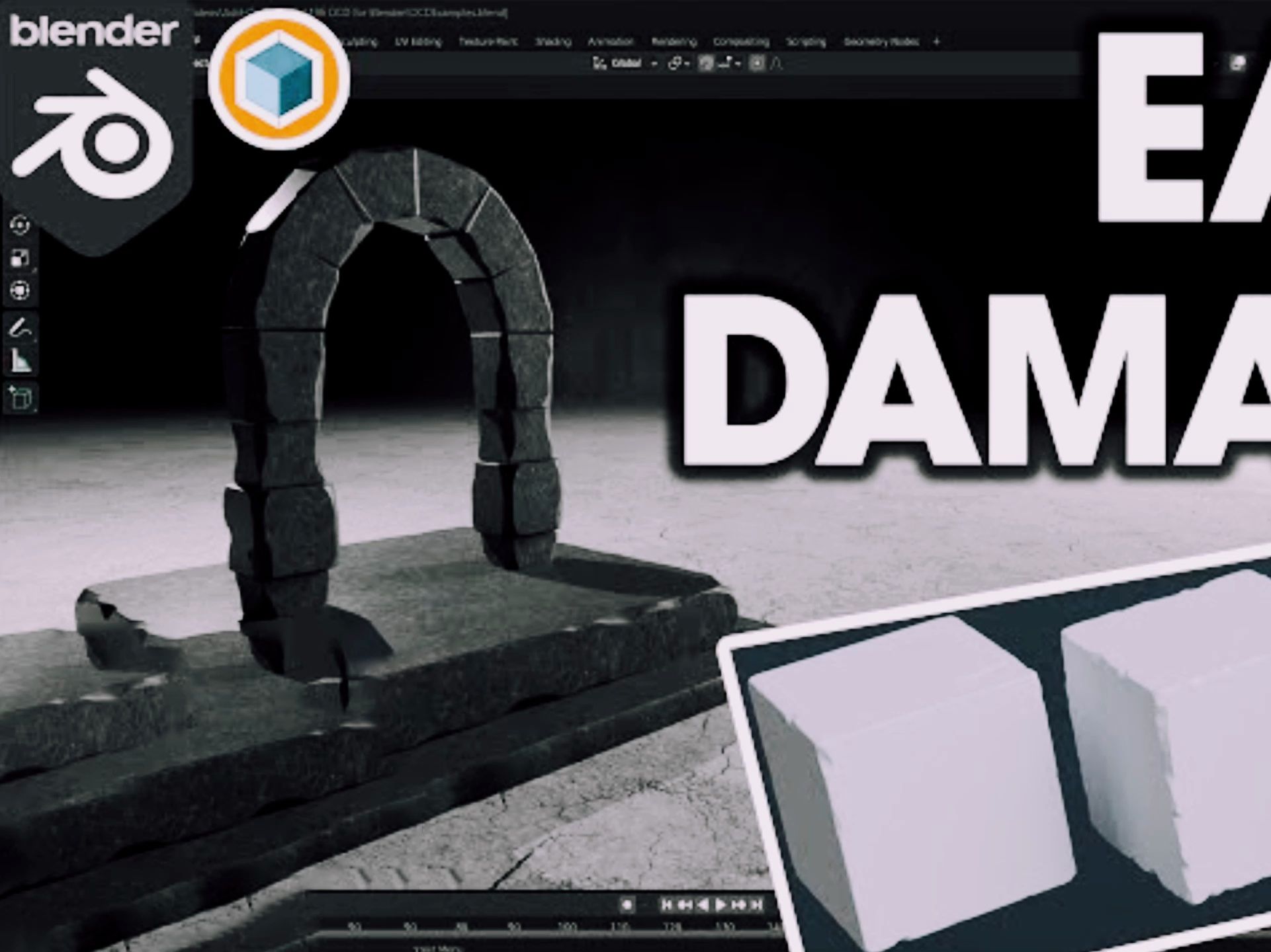 blender插件 快速破坏损伤模型做旧效果 ocd (one click damage) v2.