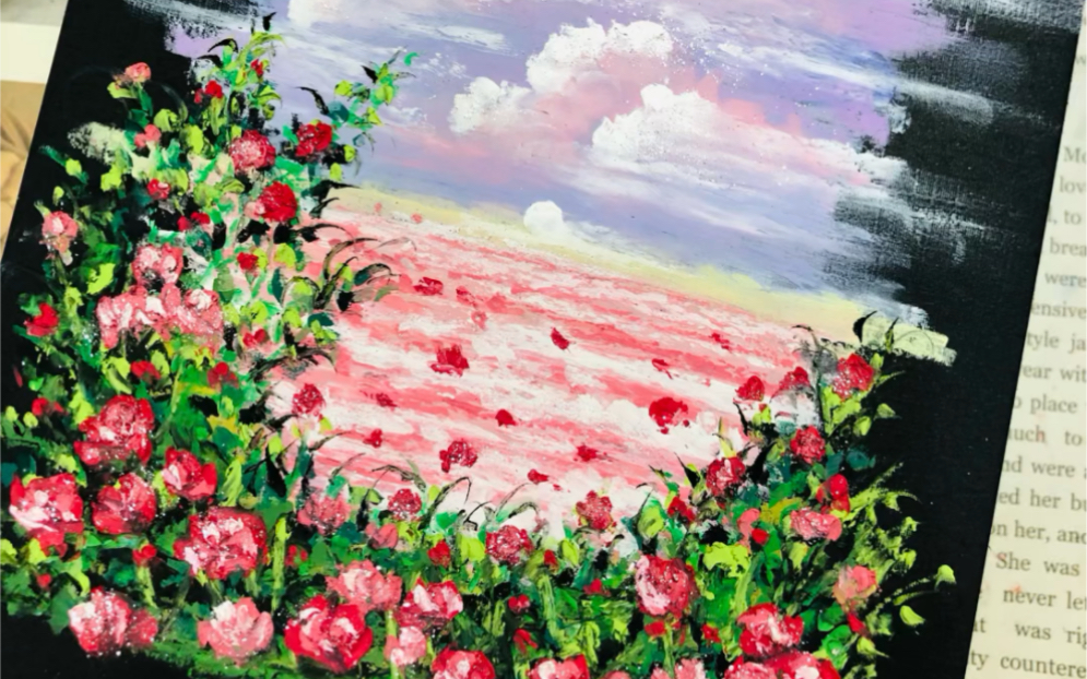 油画棒风景画|玫瑰之海|新手友好