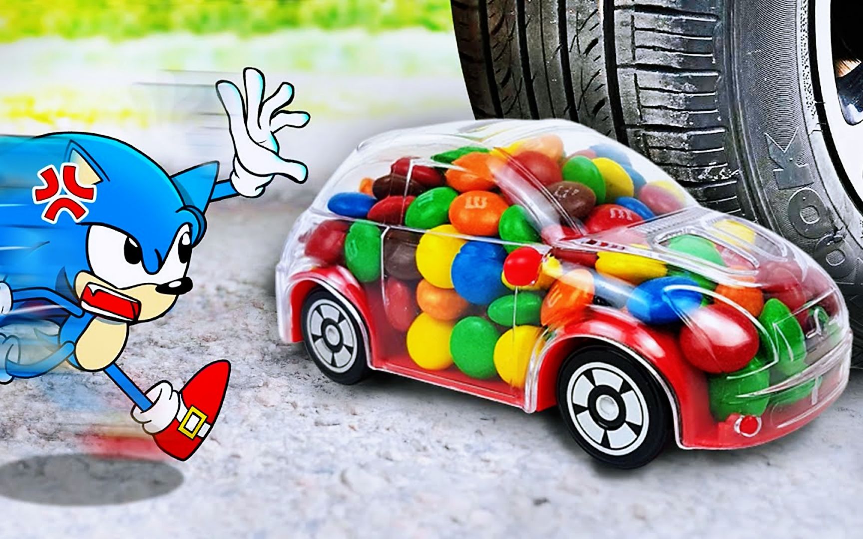 解压动画:玩具车vs实验车,索尼克能在轮胎来之前救下它吗?