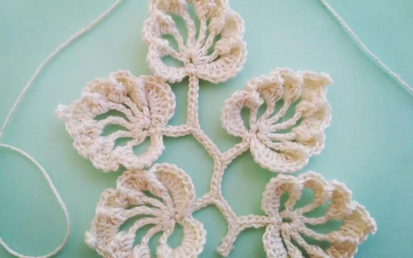 毛线编织教学,叶子图案的钩织方法,简单又漂亮!