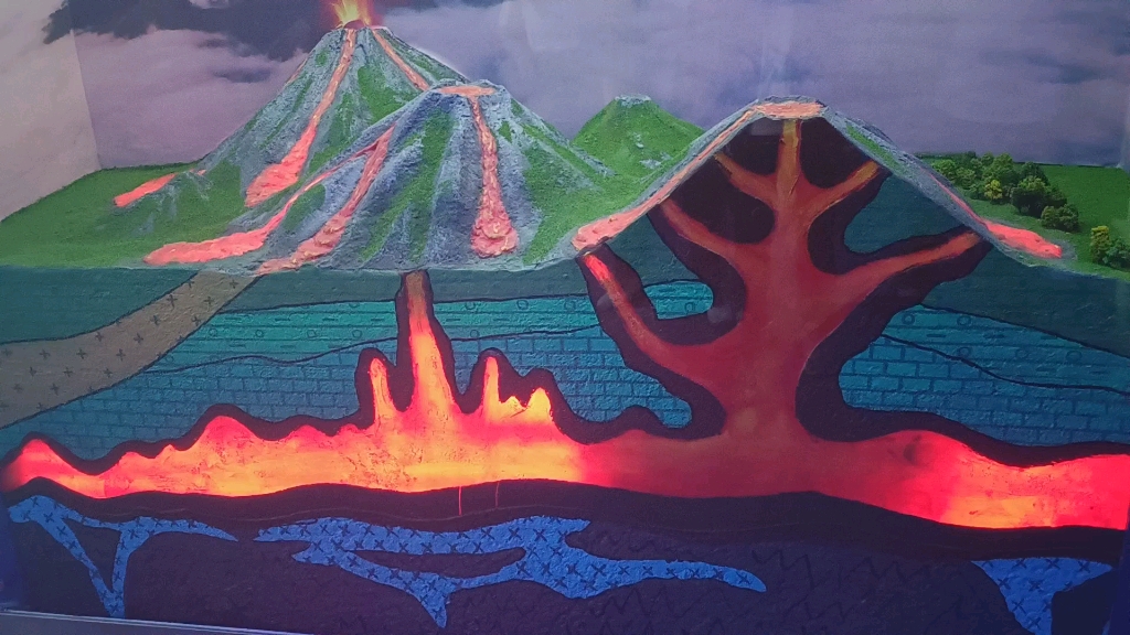我们学校地质博物馆里面的火山模型