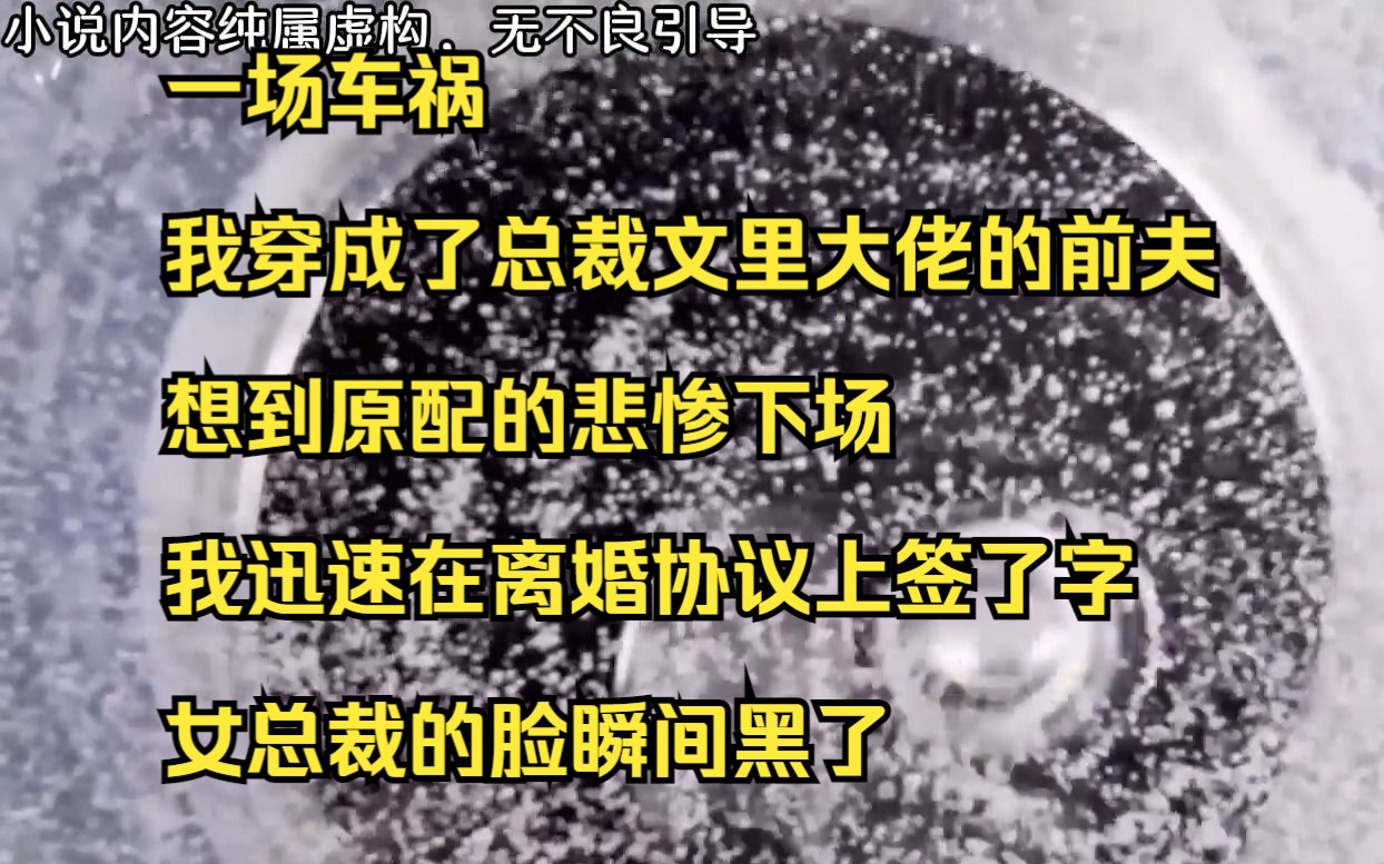 [图]【完结】一场车祸，我穿成了总裁文里大佬的前夫，想到原配的悲惨下场，我迅速在离婚协议上签了字，女总裁的脸瞬间黑了