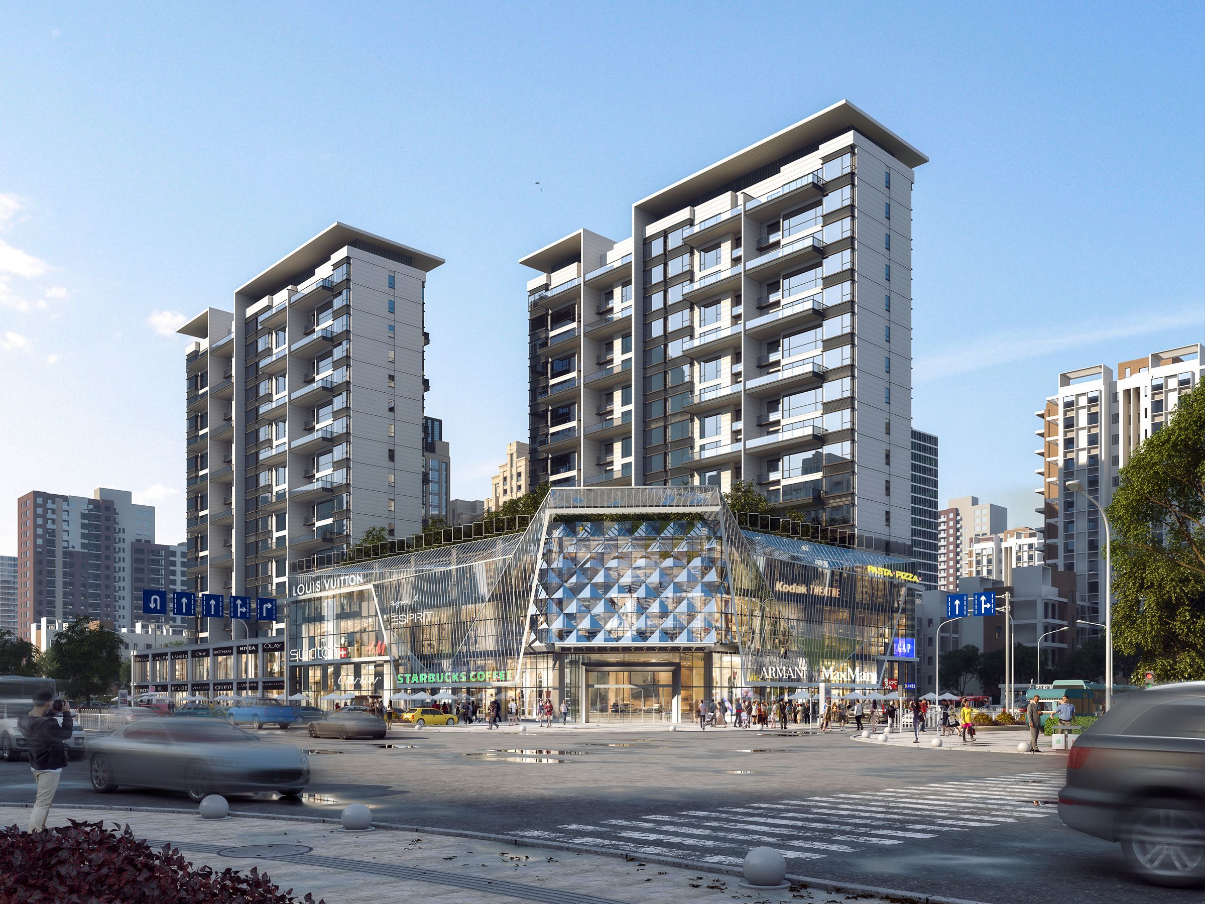 3dmax渲染后期教程第二季最新案例:商业住宅区沿街透视