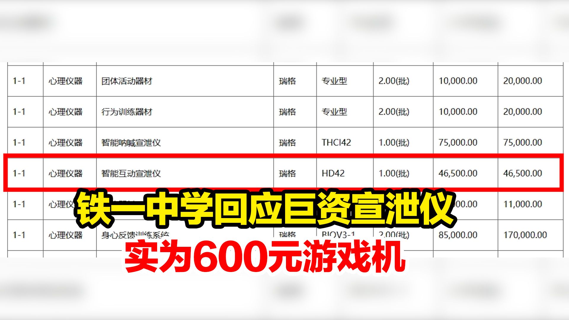 铁一中学回应巨资宣泄仪实为600元游戏机:会向纪委反映哔哩哔哩bilibili