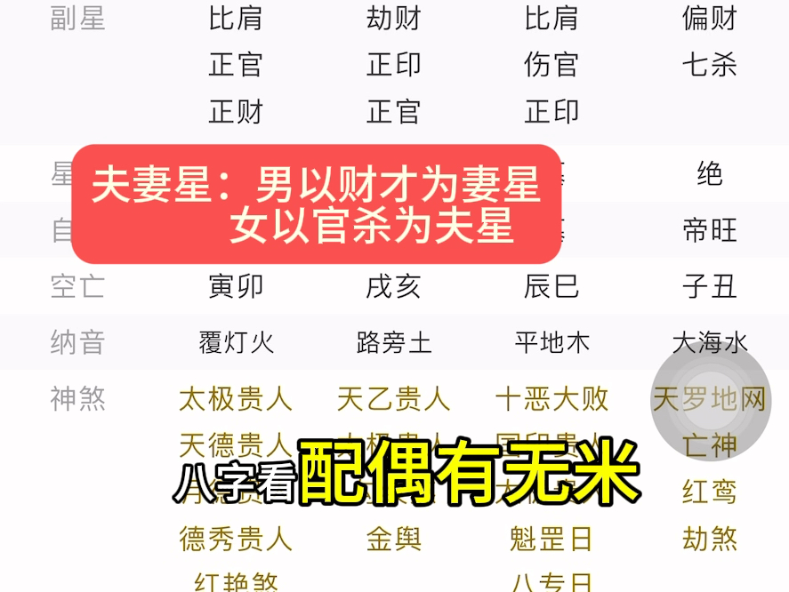 八字小课堂之看配偶有无米哔哩哔哩bilibili