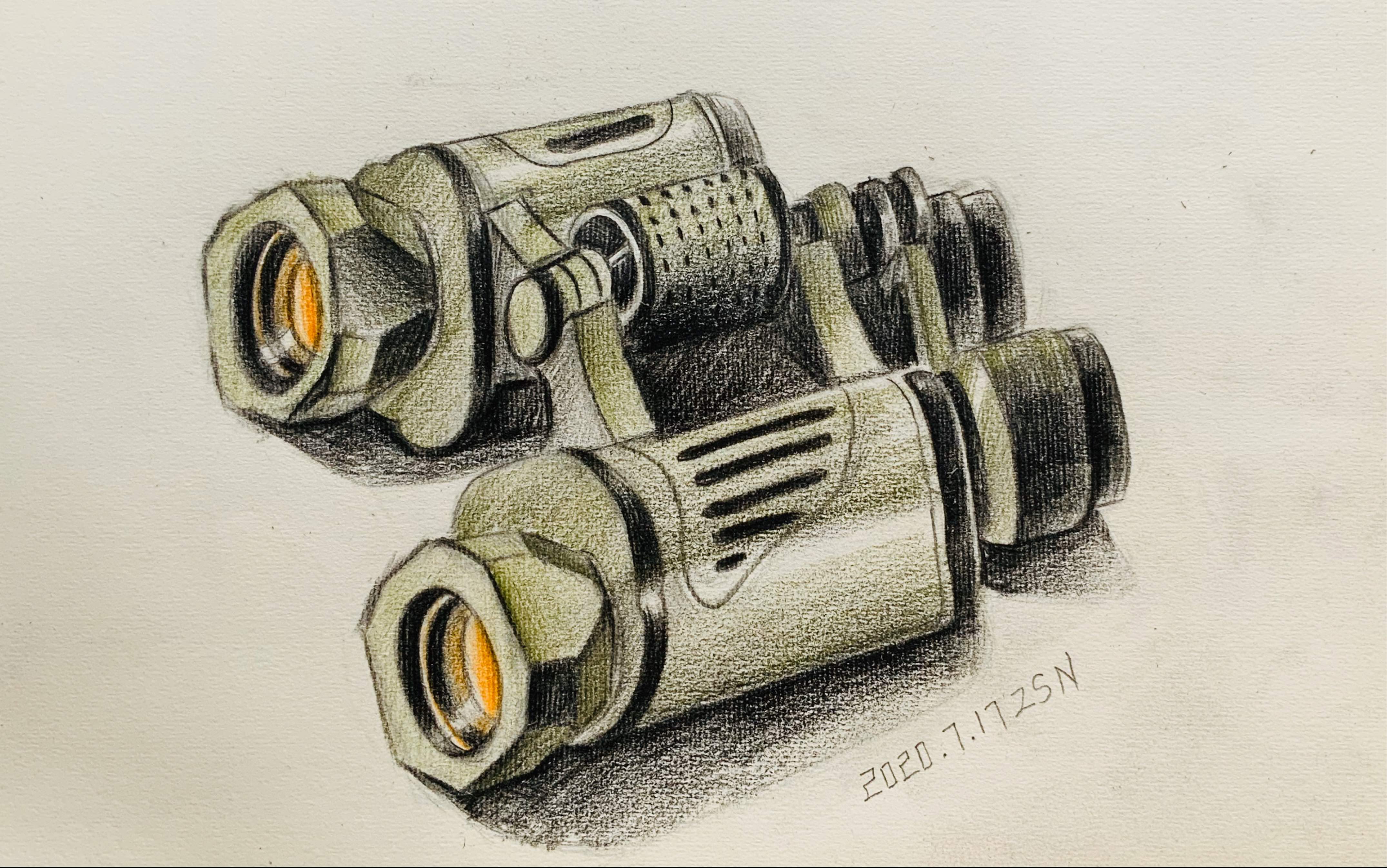 彩铅望远镜绘画过程-田田的小甜甜-田田的小甜甜-哔哩哔哩视频