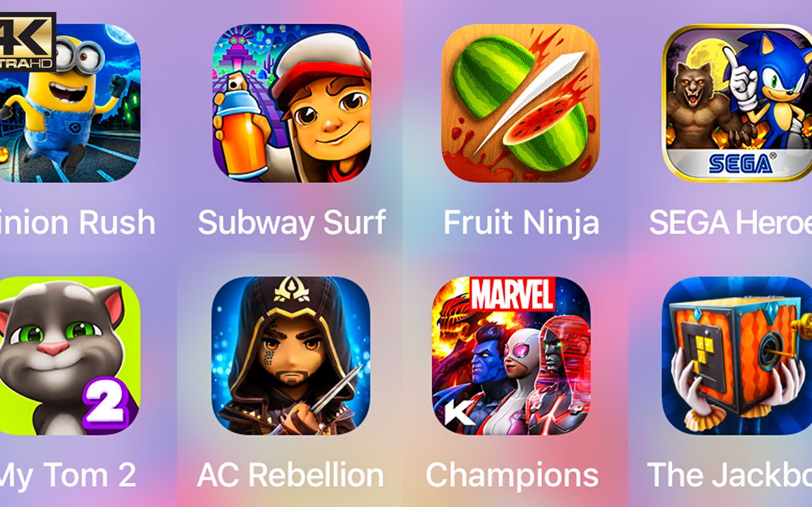 [图]Minion Rush,Subway Surf,Fruit Ninja,SEGA Heroes,My Tom 2,AC Rebellion,Champions,