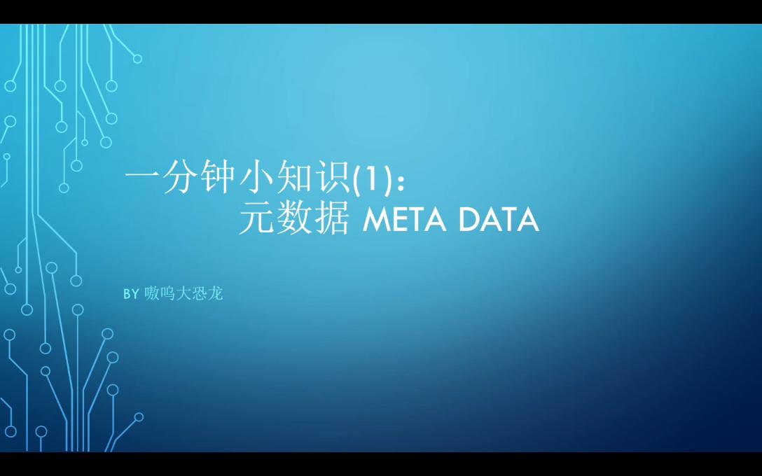 一分钟小知识(1) 元数据 Meta Data哔哩哔哩bilibili