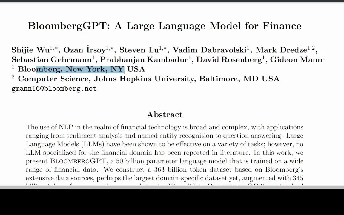 论文阅读.BloombergGPT.金融领域专用大型语言模型.量化投资哔哩哔哩bilibili