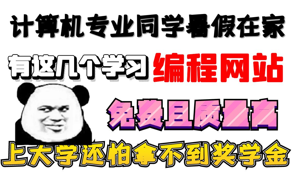 计算机专业同学暑假在家,有这几个学习编程网站,免费且质量高,上大学还怕拿不到奖学金吗!哔哩哔哩bilibili