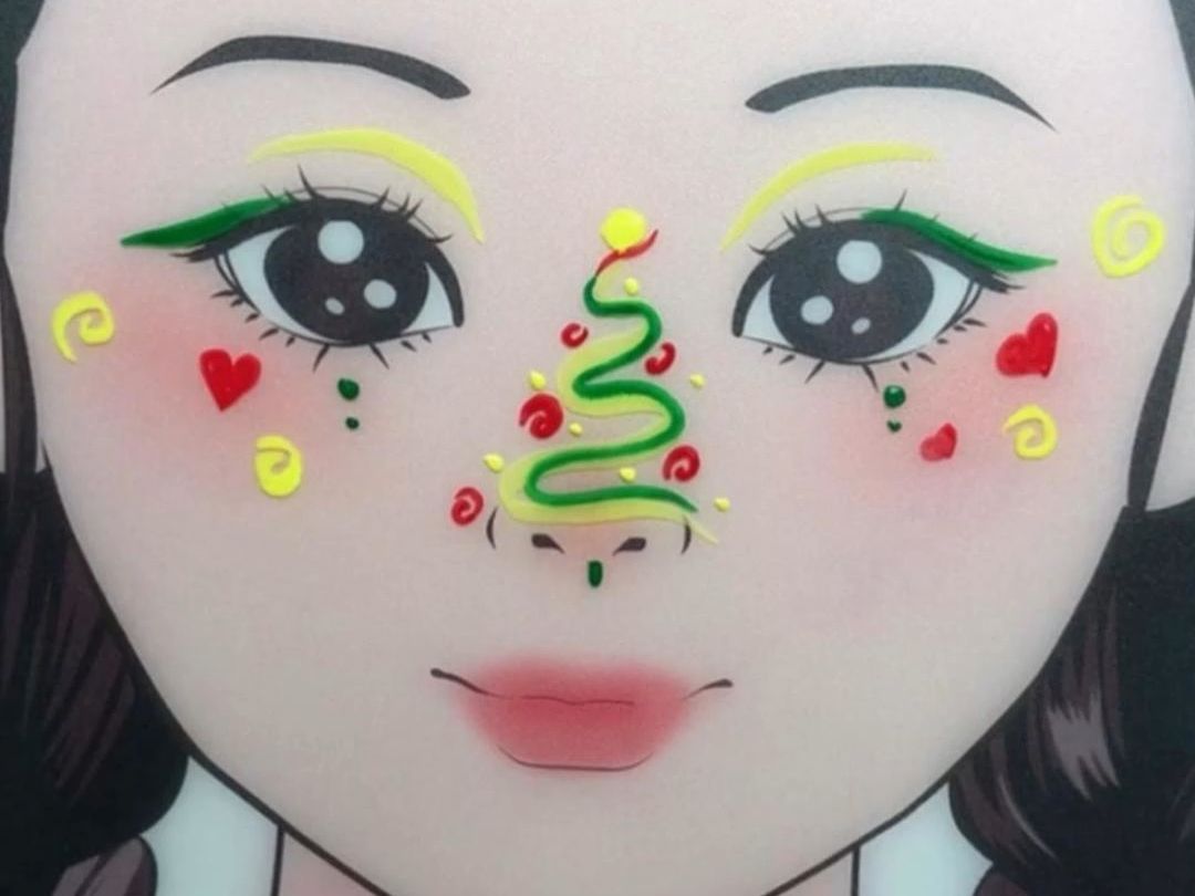 圣诞节面部彩绘妆容教程