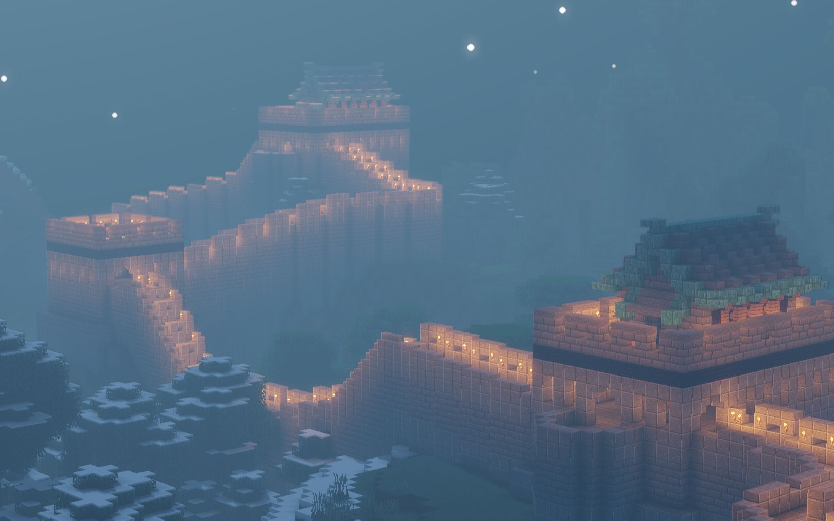 [图]【Minecraft】Age of Wonders——在游戏中复刻大灯塔、巨像、长城等奇观，服务器个人建筑展示