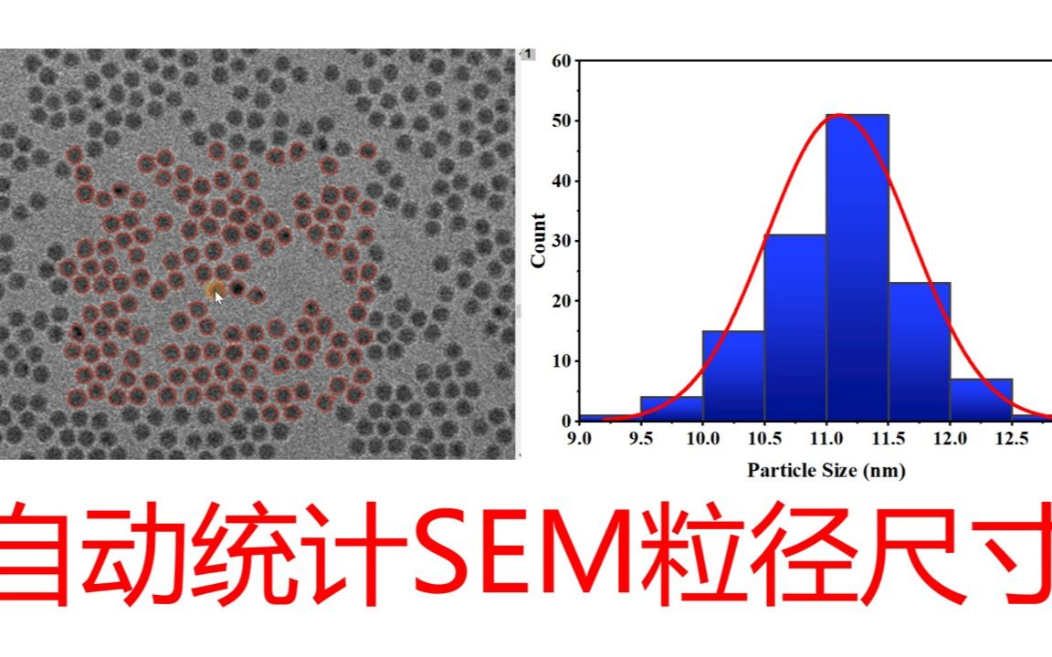 SEM图自动测量选取粒径origin做粒径数目分布图哔哩哔哩bilibili