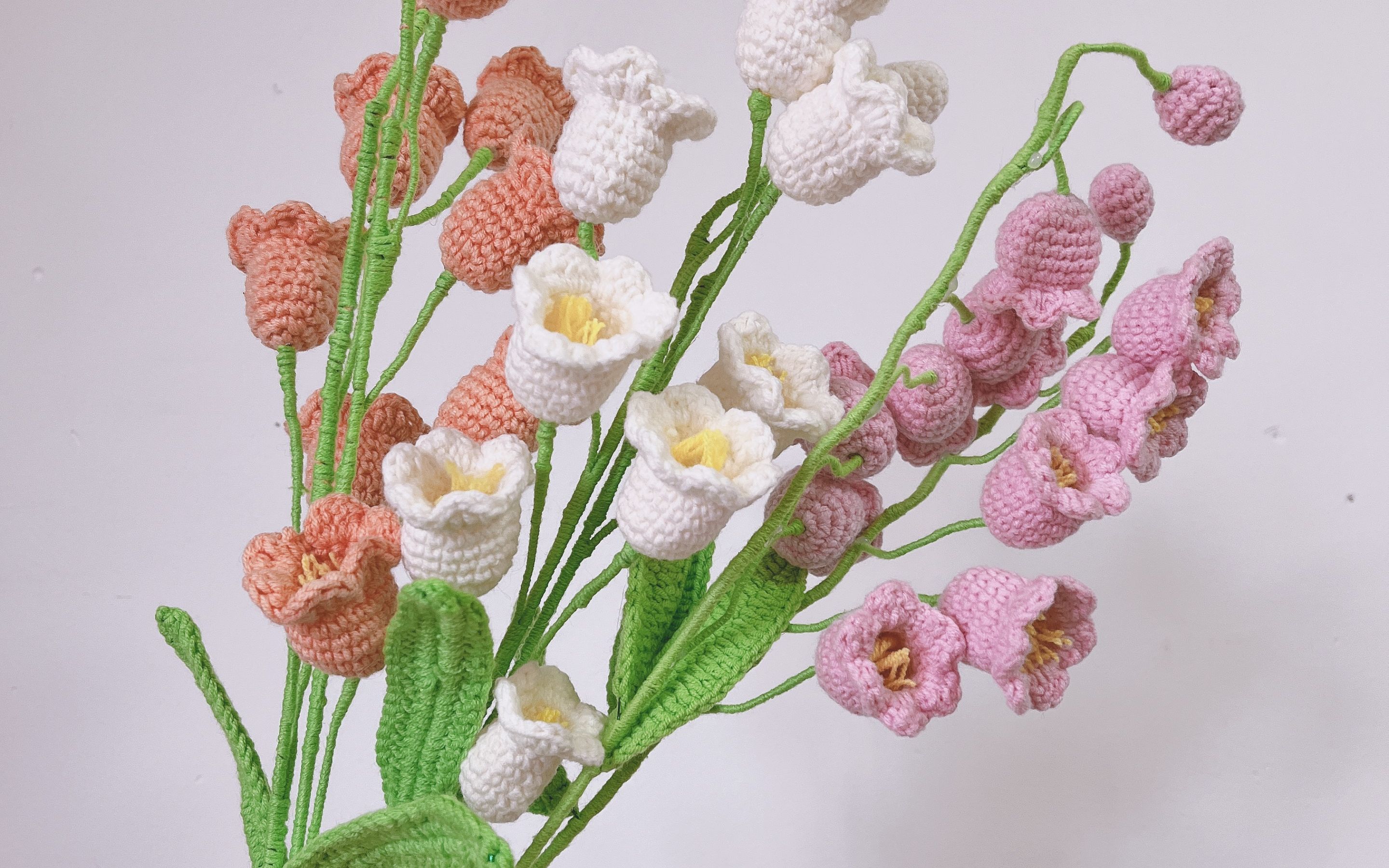 【菲儿妈手作】铃兰花束 毛线钩针编织新手diy送女友 送闺蜜生日礼物