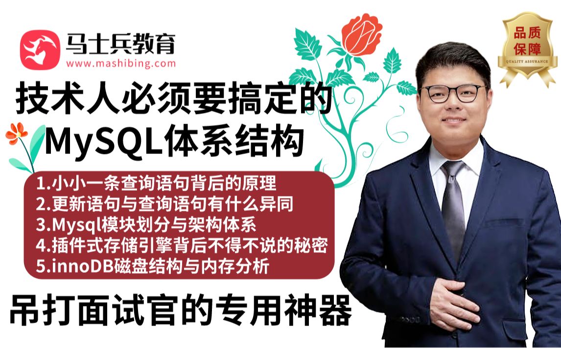 技术人员必须要搞定的MySQL体系结构,程序员吊打面试官的MySQL面试专用神器,马士兵教育严镇涛老师带你直接拿下!哔哩哔哩bilibili