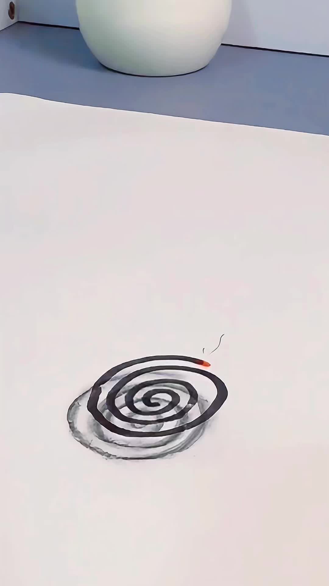 教你用两支笔一起画3d立体蚊香!
