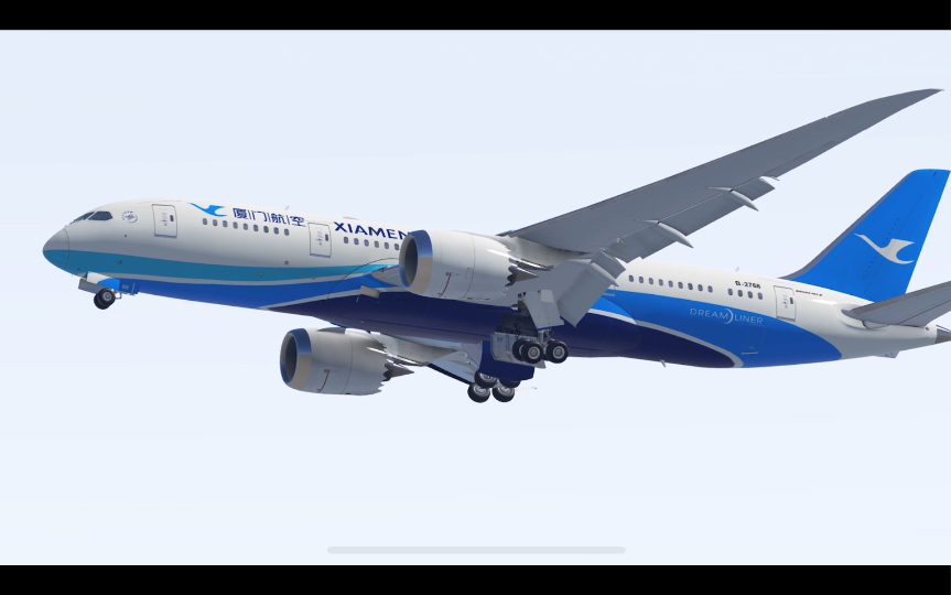 鹭洲国际机场,波音787降落.