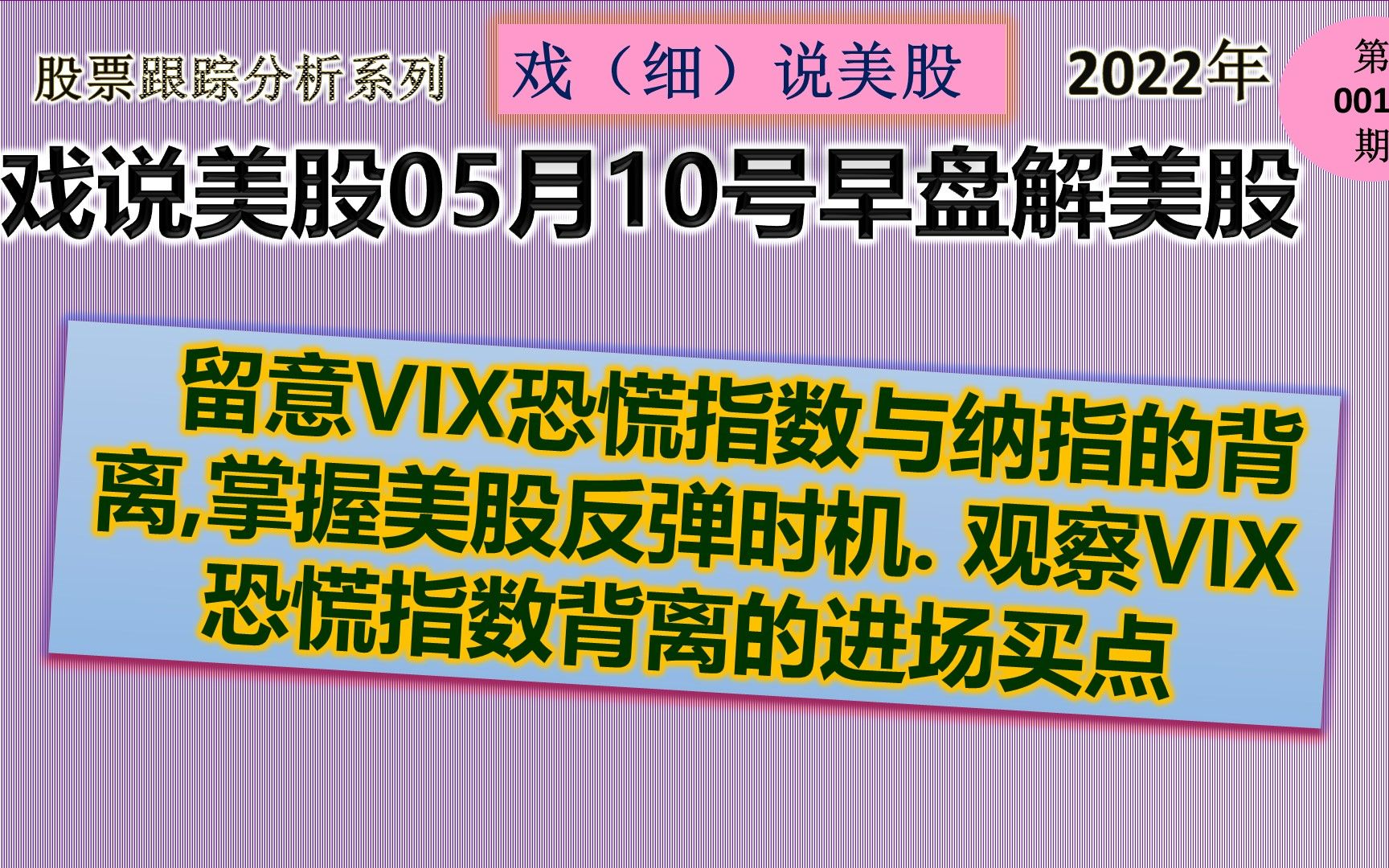 戏说美股5月10号早盘:留意VIX恐慌指数与纳指的背离,掌握美股反弹时机.观察VIX恐慌指数背离的进场买点哔哩哔哩bilibili