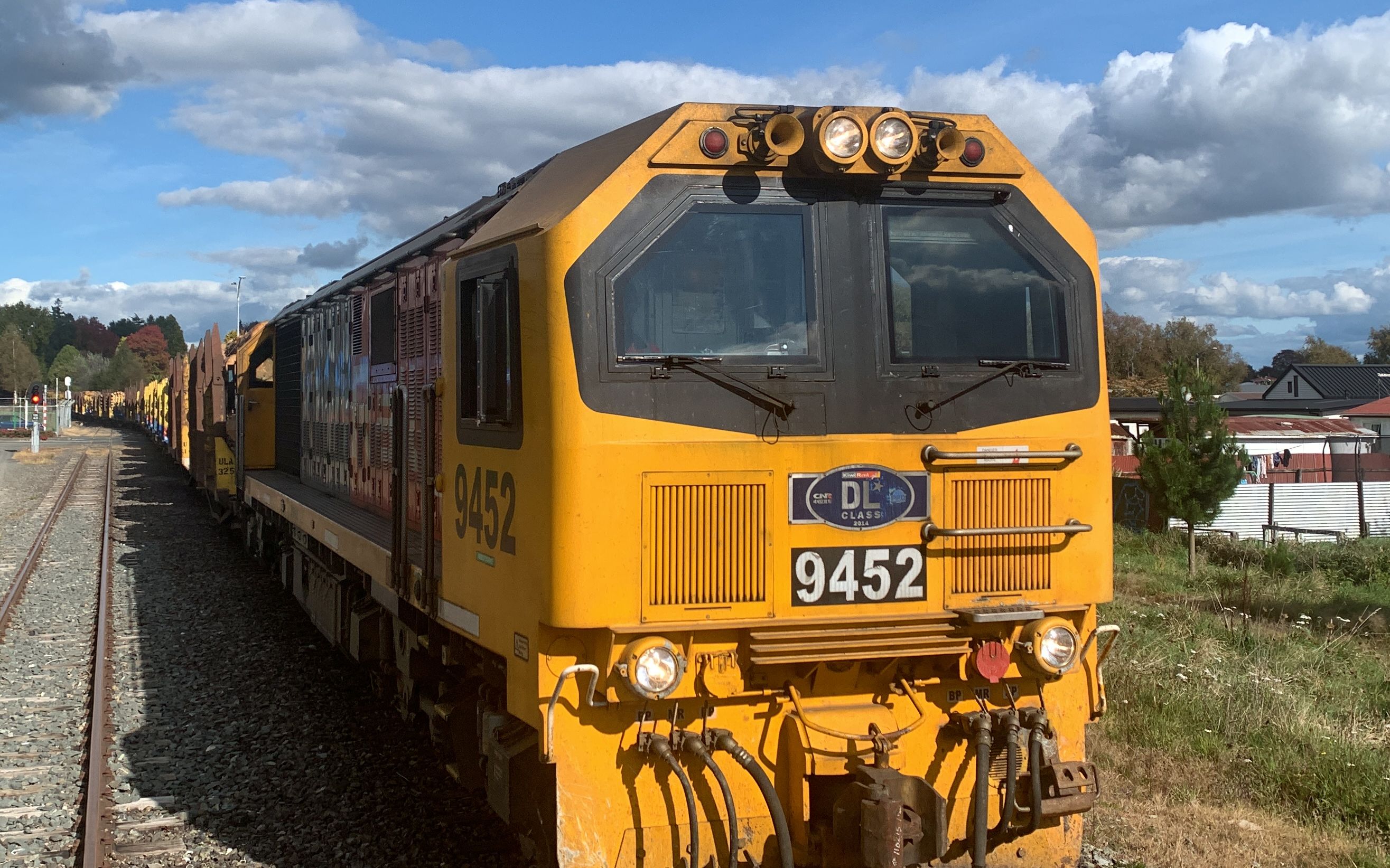 中国中车dl型柴油机车牵引货列通过新西兰tokoroa铁路