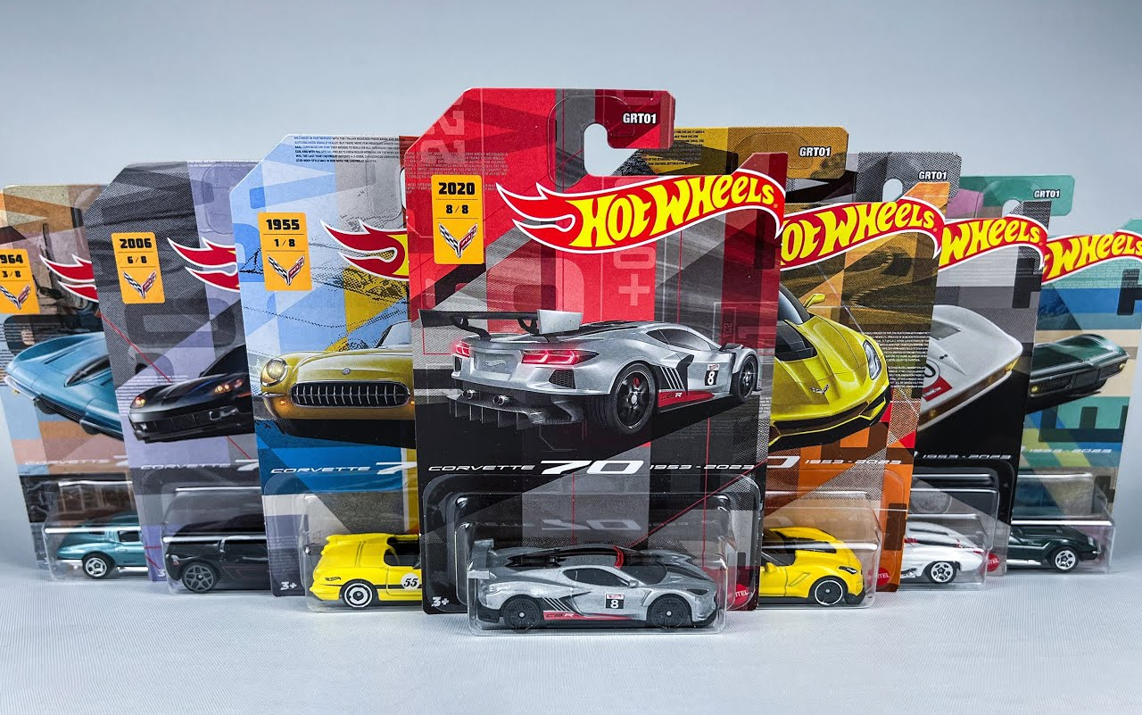 开箱风火轮hot wheels 科尔维特70周年套装!