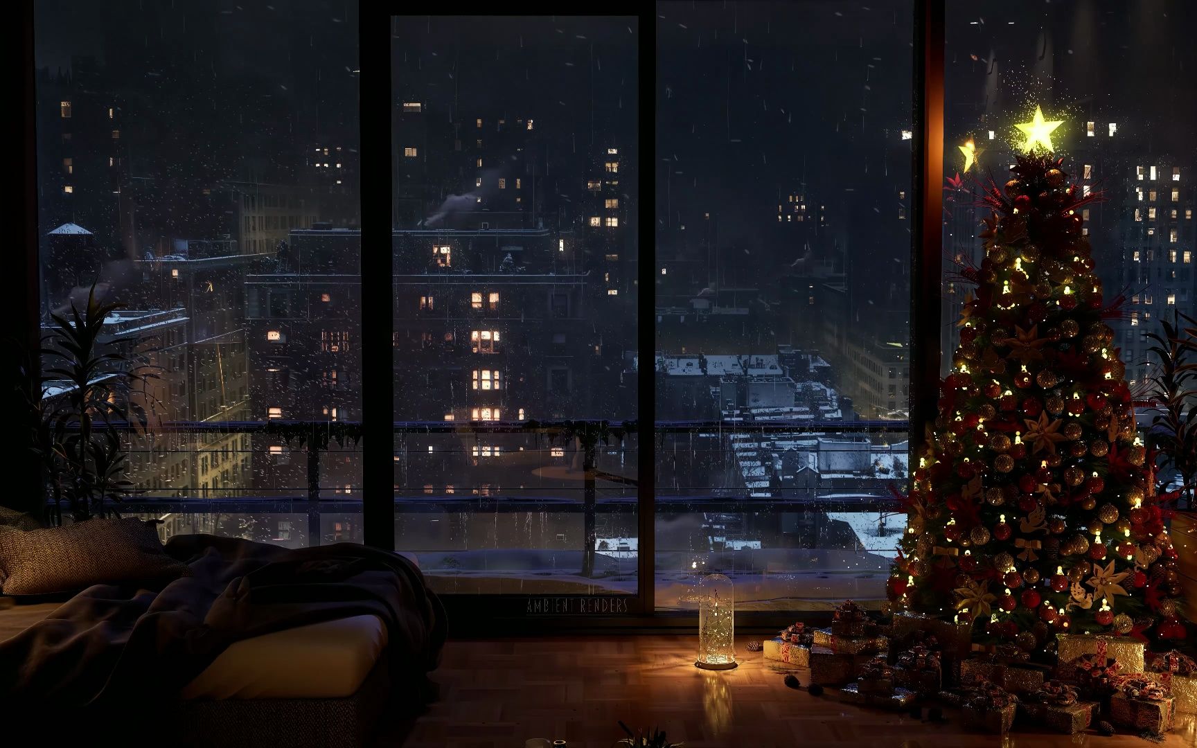 圣诞节雪夜屏保