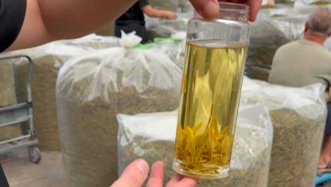 在我店门口就是我们中国绿茶交易的地方，我们的黄金芽便宜又好喝