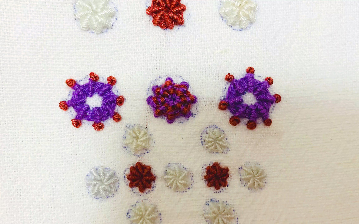 基础刺绣针法教程十四:肋骨蛛网绣怎么绣?_哔哩哔哩_bilibili