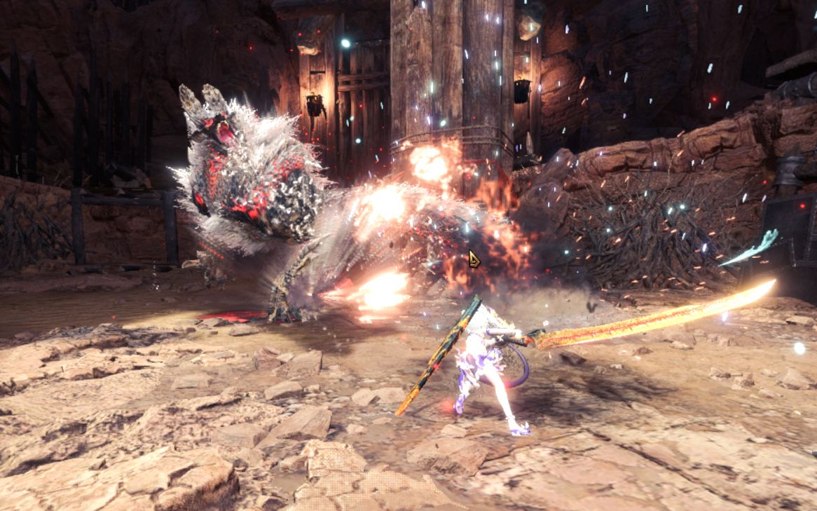 【mhwi】ta规则 勇气太刀(mod)狱狼龙 3`57`` 有勾爪 狩技 樱花气刃斩