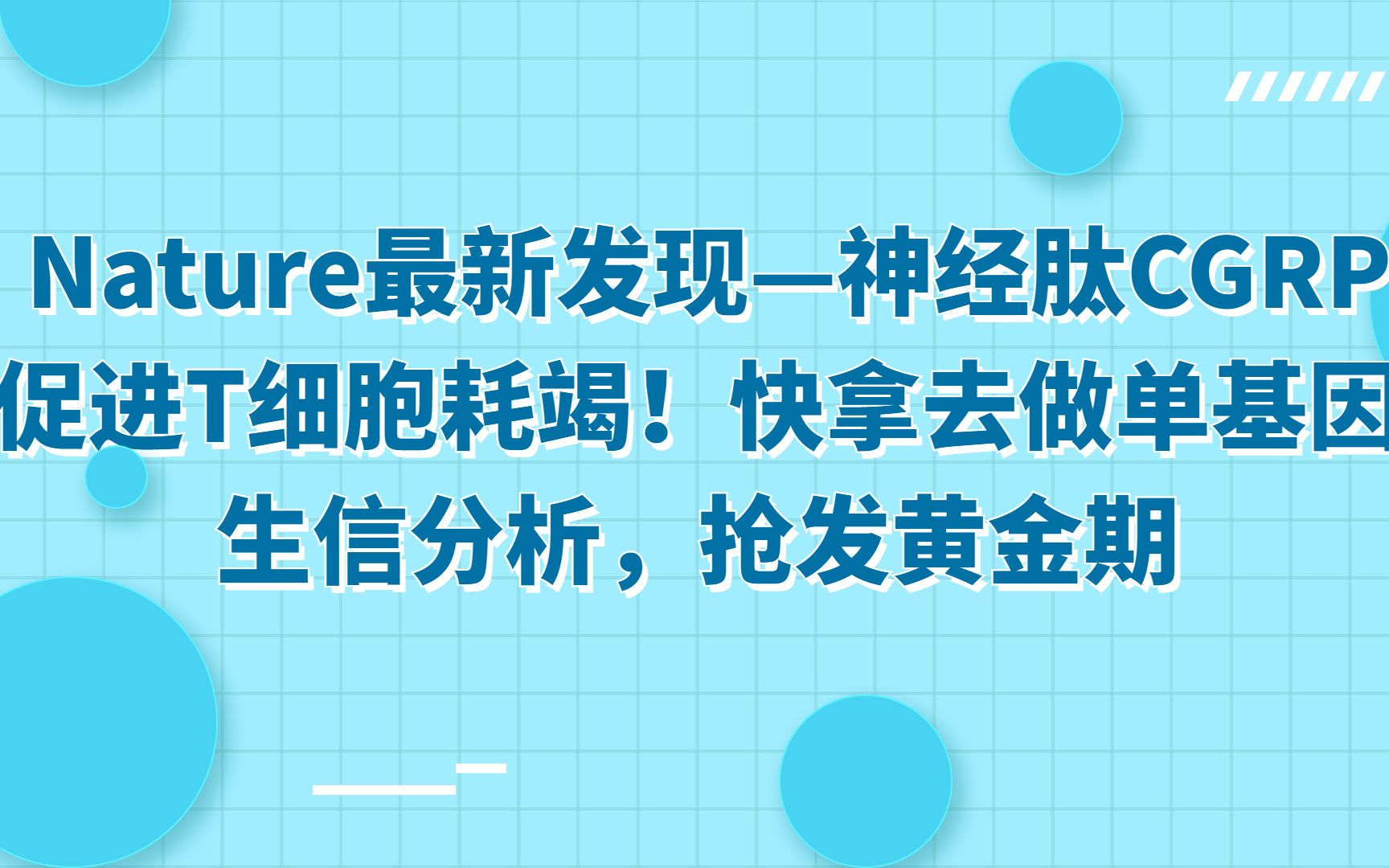 看到就是赚到系列! Nature最新发现—神经肽CGRP促进T细胞耗竭!快拿去做单基因生信分析,抢发黄金期,千万不要错过!哔哩哔哩bilibili