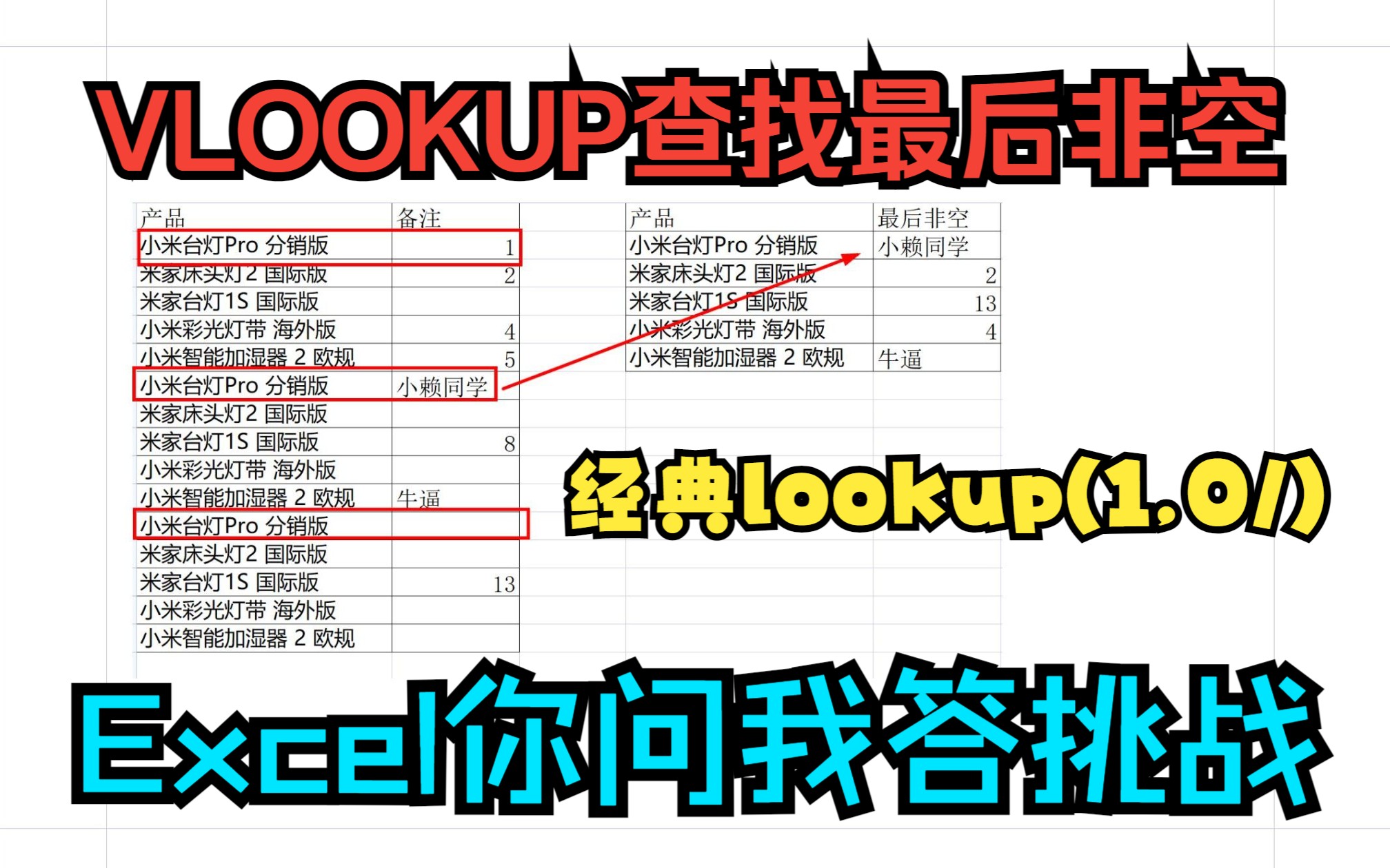 [图]《Excel你问我答挑战》VLOOKUP查找最后非空内容,lookup(1,0/..)应用