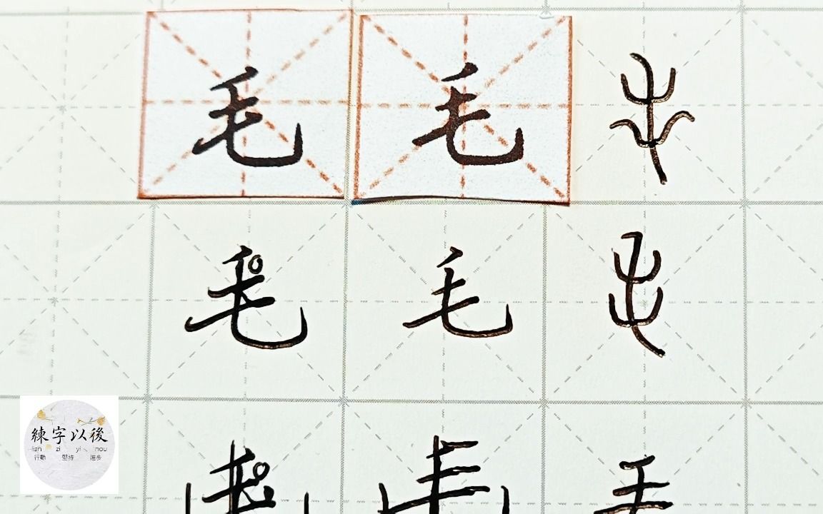 练字干货,独体字“毛”如何写好看,详细讲解 练字以后原创 硬笔千字文精讲“毛” 字怎么写 详细讲解哔哩哔哩bilibili