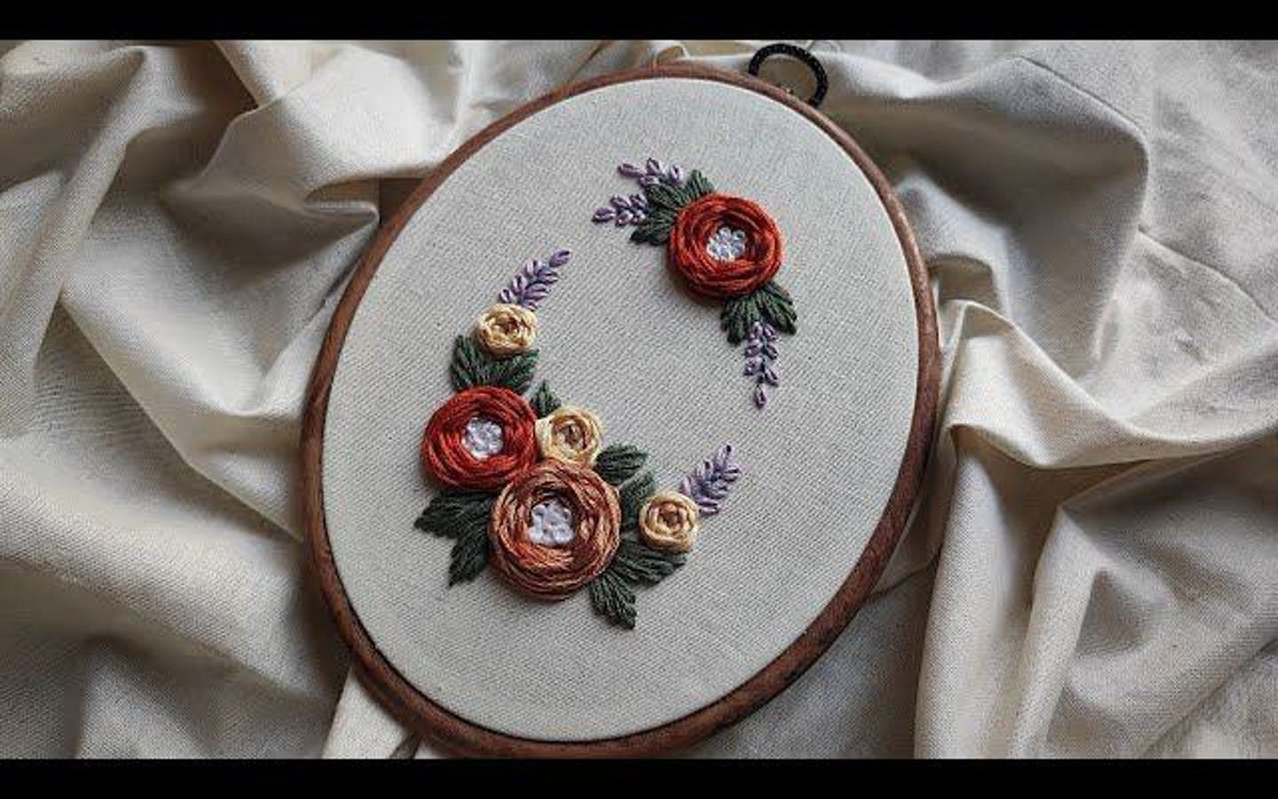 花卉花环刺绣教程初学者手工刺绣-让我们一起探索