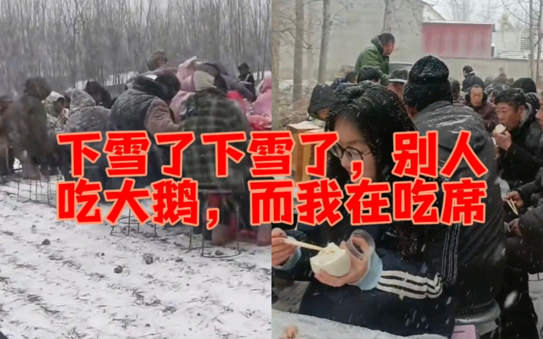 搞笑:下雪了下雪了,别人吃大鹅,而我在吃席哔哩哔哩bilibili