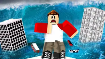 Roblox海啸生存模拟器：超级海啸出现，我们被困在屋顶上！小飞象解说