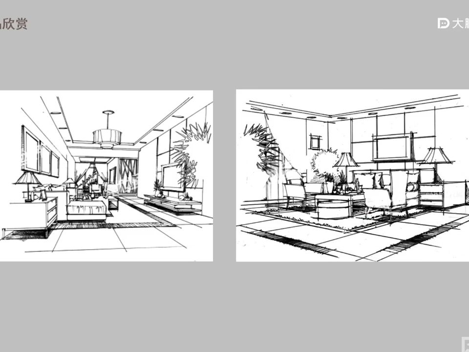 007-【第6节】环艺设计手绘·阳光洒满客厅【一点透视(线稿)】