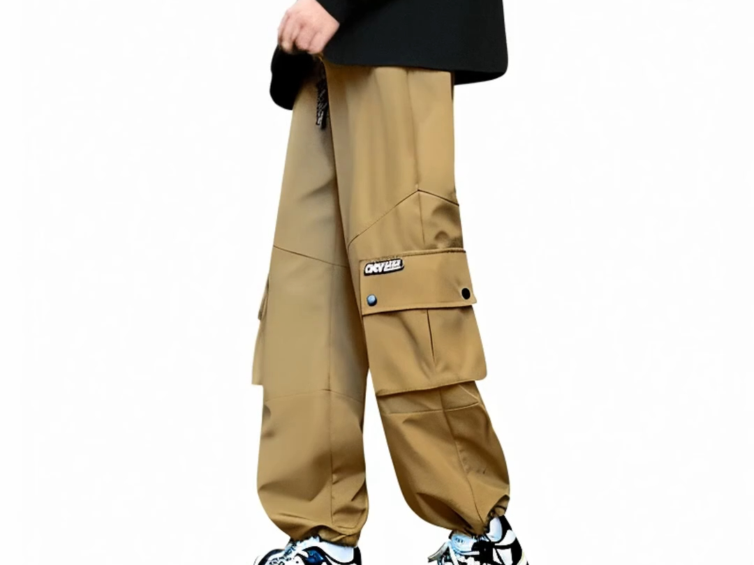 大口袋直筒裤工装裤男春季大码宽松直筒裤子潮牌潮流百搭休闲设计感