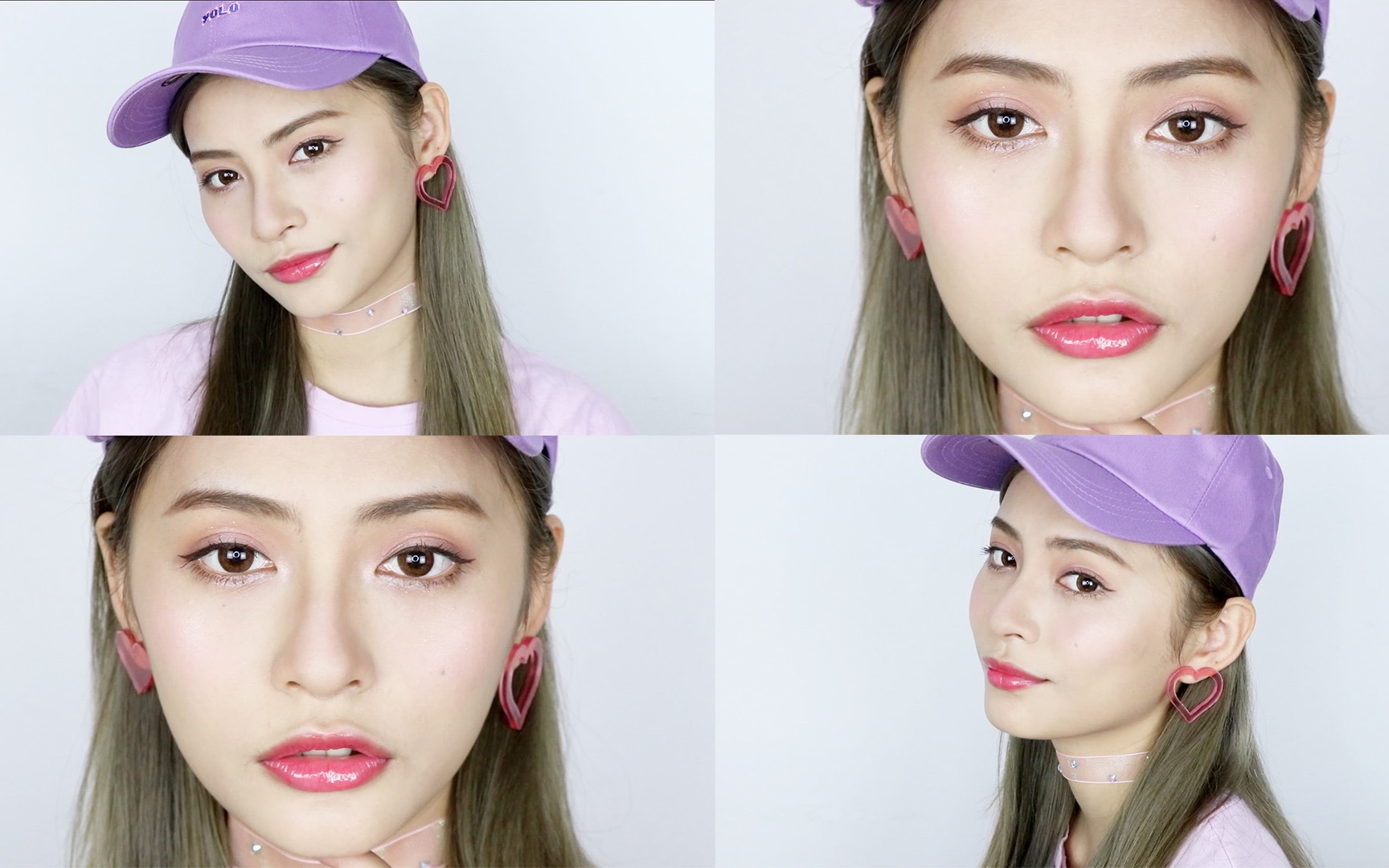 joycelemon日常百搭粉紫妆容