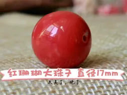 Download Video: 红珊瑚鉴赏 直径17mm 近圆行大珠 藏式风格 多宝手串 108佛珠顶珠 光泽度非常好