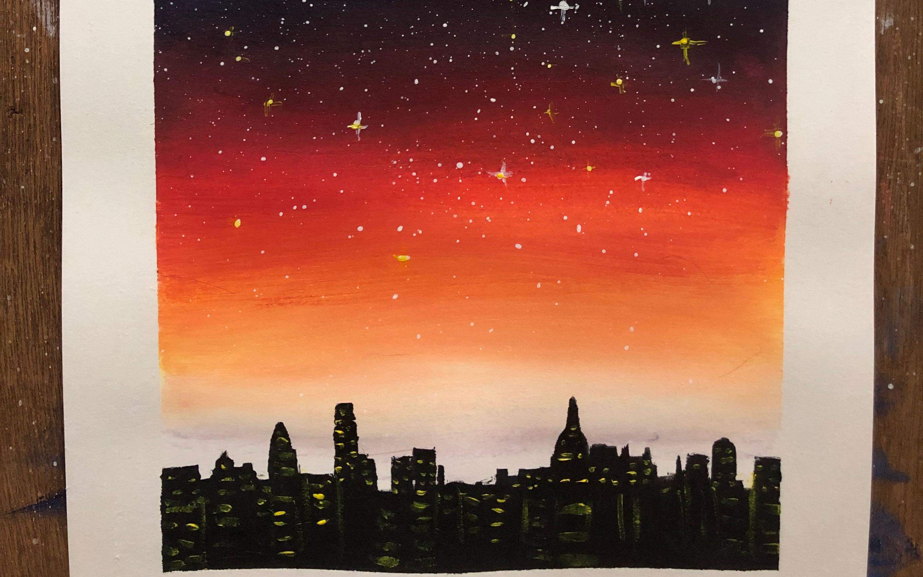 【丙烯】城市的夜空教程