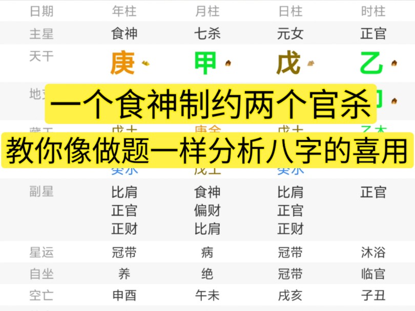教你像做题一样去分析八字的喜用,一个食神制约两个官杀!哔哩哔哩bilibili