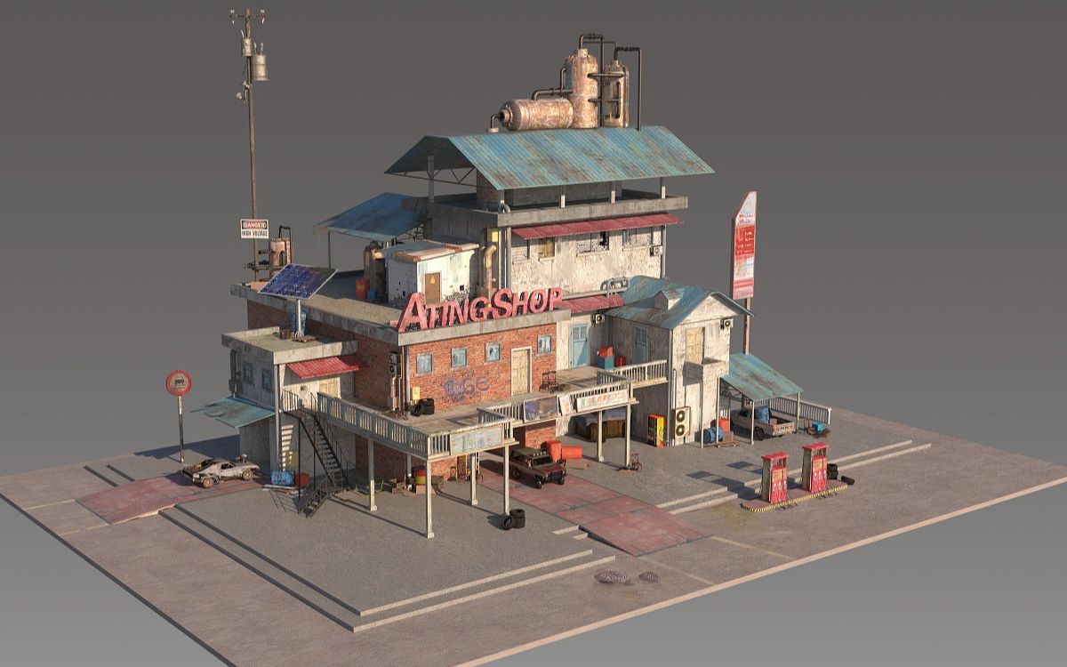 【maya场景建模】写实房屋场景模型制作,基础场景布线渲染教程