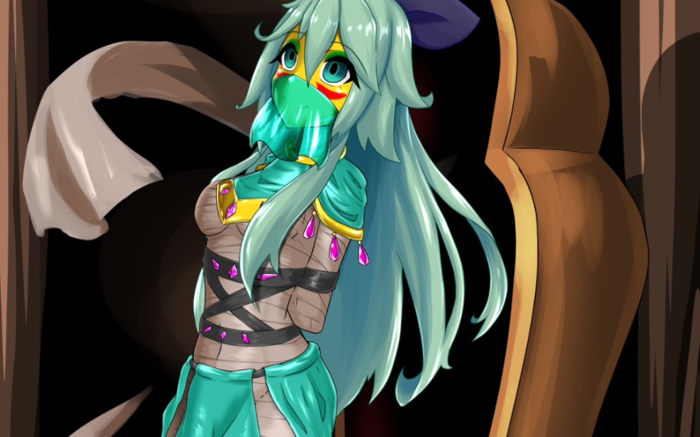 女孩被艳后做成快乐的木乃伊