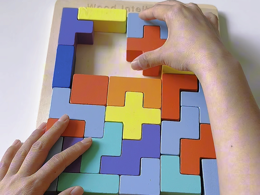 儿童益智启蒙加厚大块木质拼图玩具俄罗斯方块,可以锻炼宝宝空间想象
