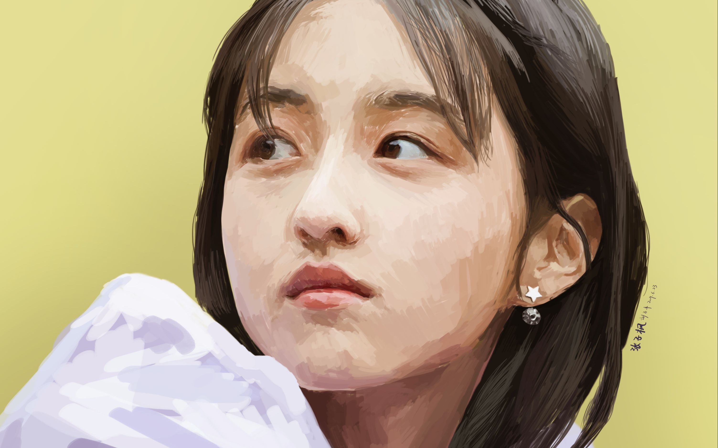 【ps板绘临摹】张子枫向往的生活剧照,花了整整两天时间才画出来的